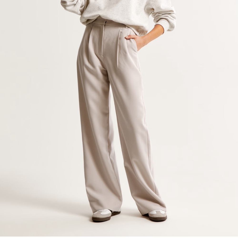 Abercrombie & Fitch Sloane Tailored Green Wide Leg Pants